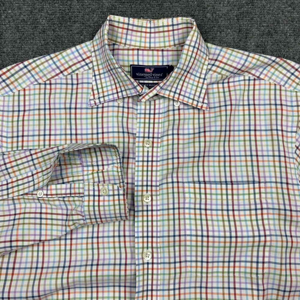 Vineyard Vines Murray Shirt Mens S Multi Rainbow Tattersall‎ Cotton Button Down